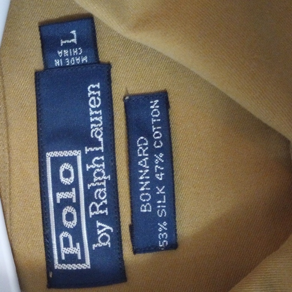 Ralph Lauren Tan Men's Silk Shirt Vintage 90s - Picture 2 of 3